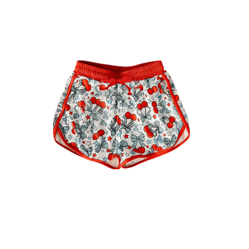 SS0872 Preorder Adult Women Stars Bows Cherry 4th of July Pockets Shorts Bottom