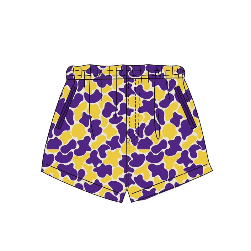 SS0874 Preorder Baby Boy Purple Yellow Camo Team Pockets Shorts Bottom