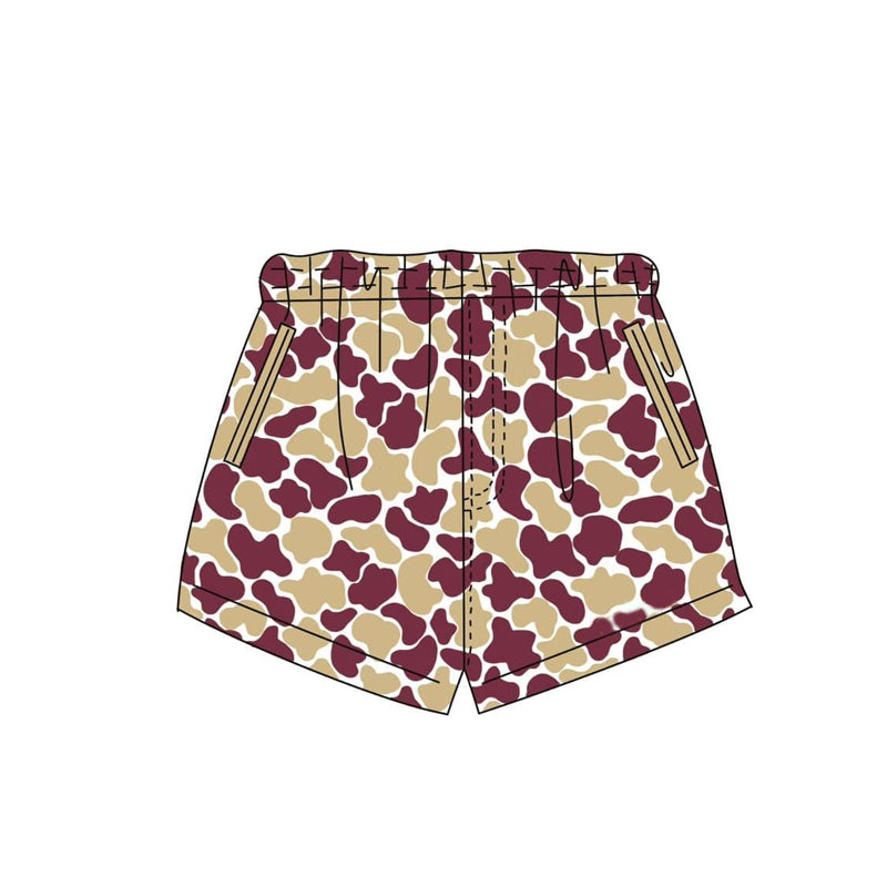SS0875 Preorder Baby Boy Gold Red Camo Team Pockets Shorts Bottom