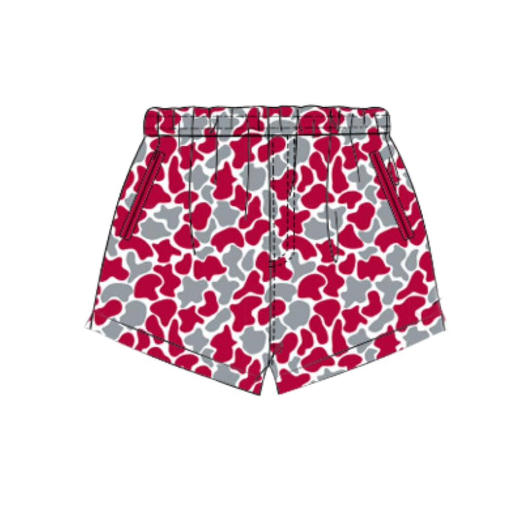 SS0880 Preorder Baby Boy Red Grey Camo Team Pockets Shorts Bottom