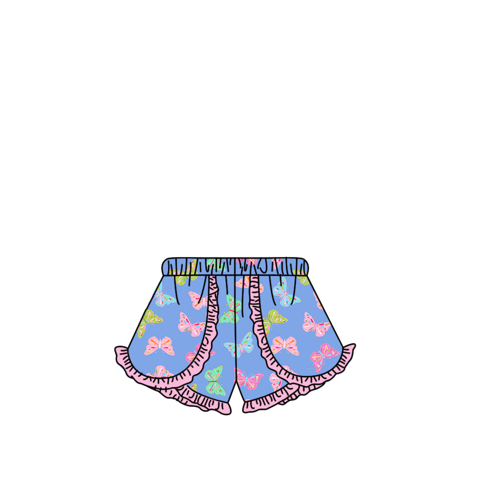 SS0885 Preorder Baby Girls Colorful Butterfly Ruffle Shorts Bottom