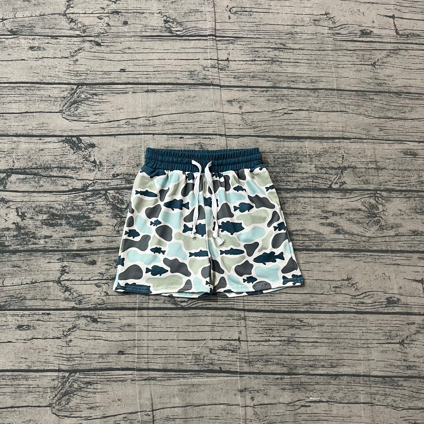 SS0893 Preorder Sample Baby Boys Southern Camo Fishes Hunting Shorts Bottom