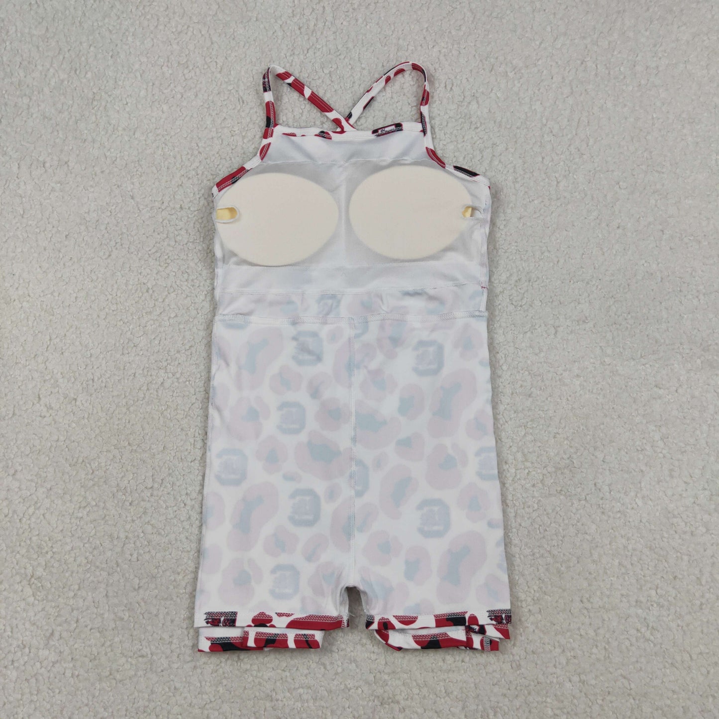 GSD3633 Kids Baby Girl Strap Red Leopard South Carolina Team Yoga Active Shorts Knee Length Dress