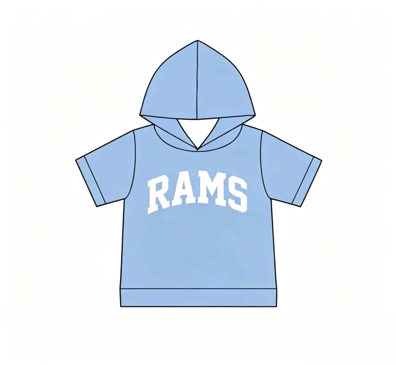 Custom Order Baby Boys Short Sleeve Blue Rams Team Hoodies Top