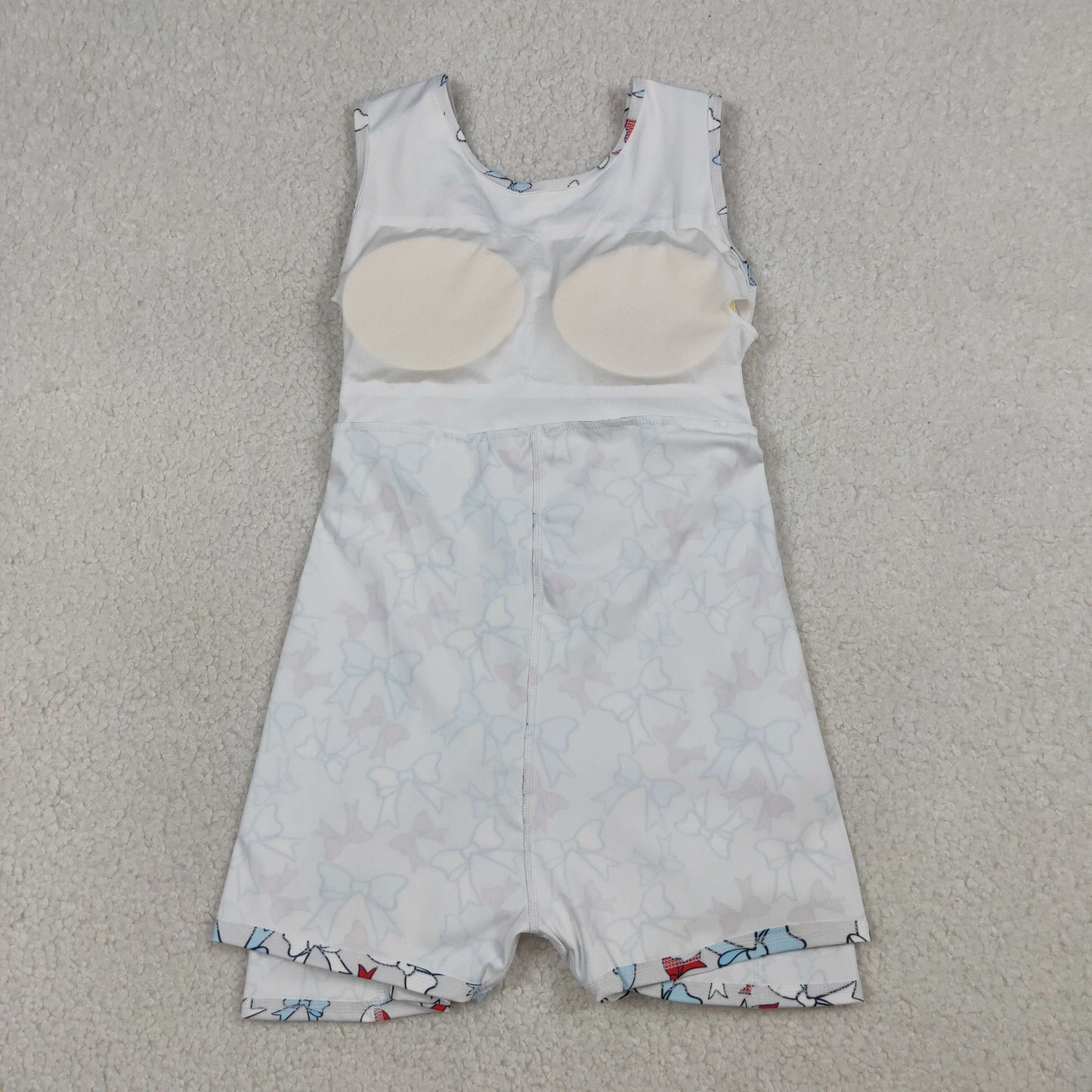 GSD3752 Kids Baby Girl Red Blue Bows Yoga Active 4th of July Shorts Knee Length Dress