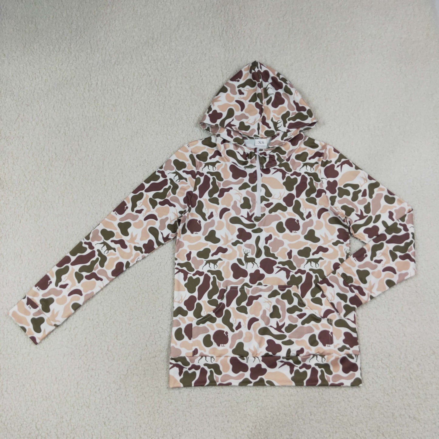 GT1711 Adult Women Deer Ducks Dogs Camo Hunting Zip Pocket Hoodies Tops