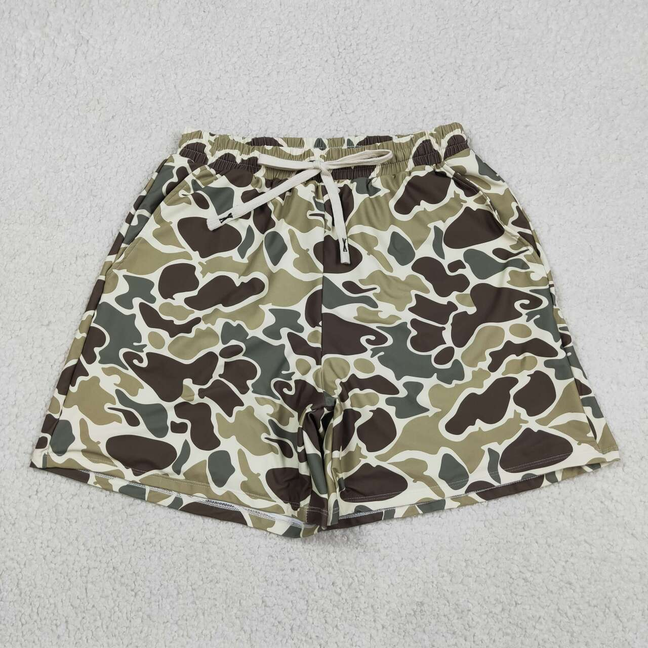 S0474 Adult Man Green Camouflage Pockets Bottom Trunks Shorts Swimwear