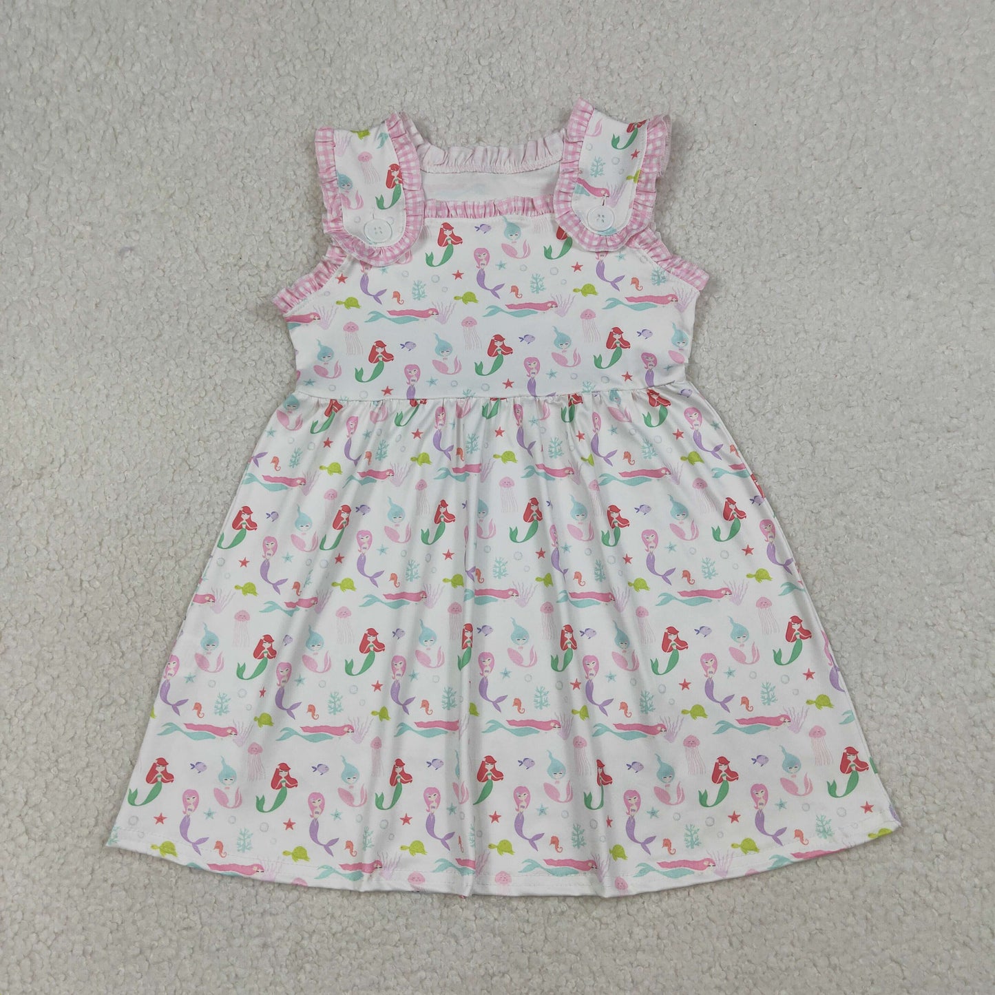 GSD2142 Kids Baby Girl Mermaid Sea World Sleeveless Knee Length Dresses