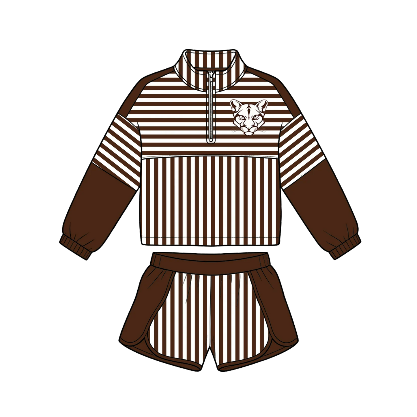 Custom Order Baby Boys Brown Stripe WSU Pullovers Top Short Team Clothes Set