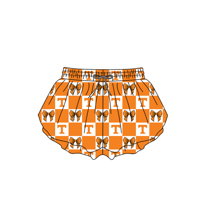 Custom Milk Silk Order MOQ:3 or 5 pcs Each Design Team State Girl Summer Bow Orange Shorts