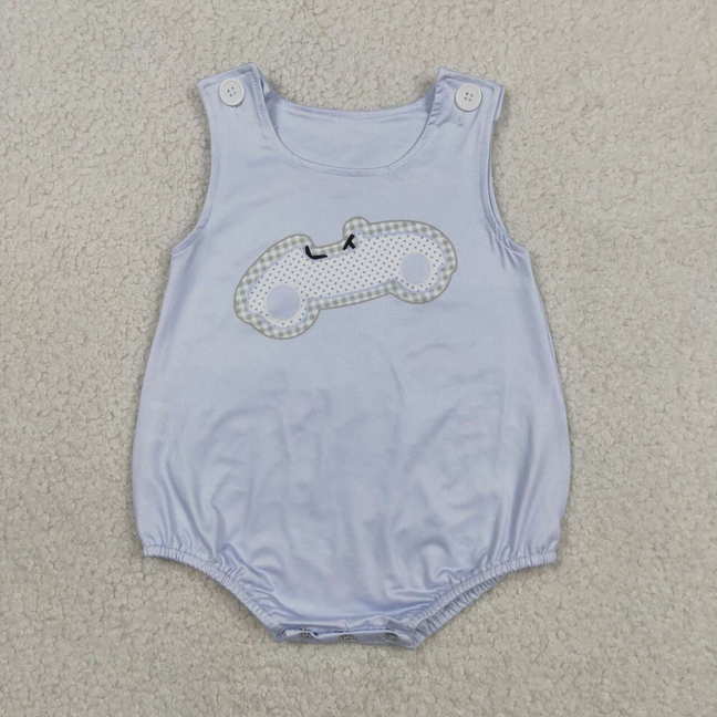SR4013 Newborn Baby Boys Sleeveless Blue Cars Rompers