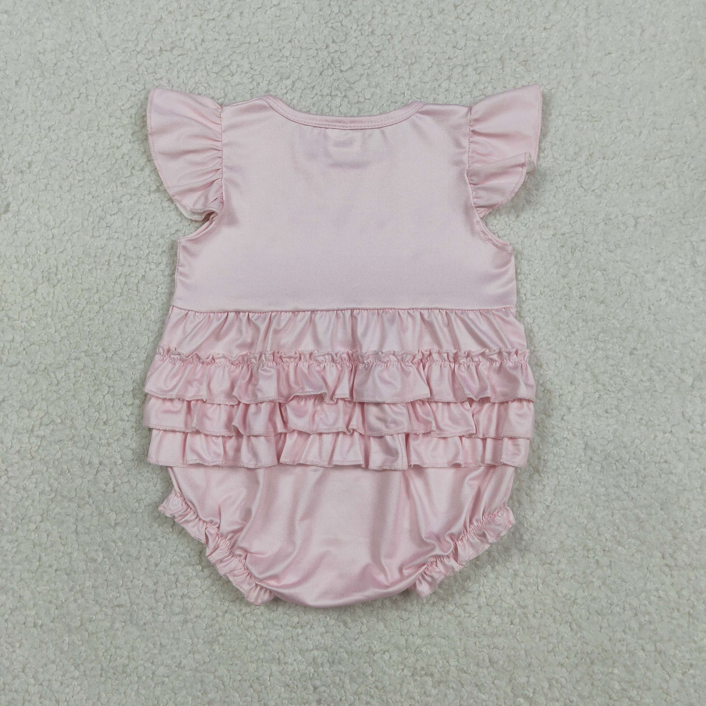 SR3825 Baby Girl Pink Flutter Sleeve Cherry Bows I'm Just a Girl Ruffle Rompers