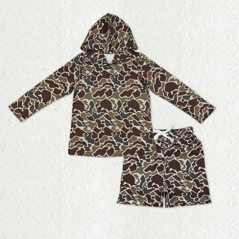 RTS NO MOQ(In Stock) BT1650+SS0735 baby boys clothes camouflage hooded long sleeve shorts sets-BLS0031