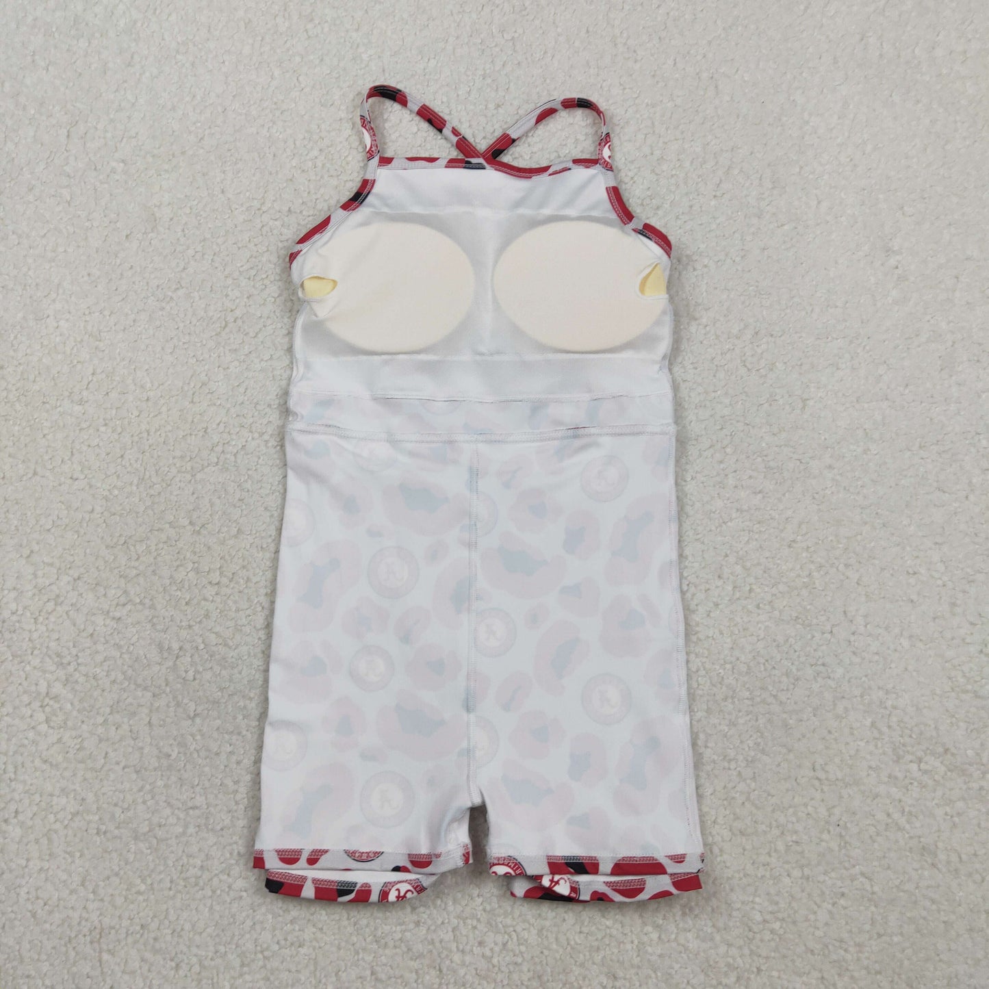 GSD3635 Kids Baby Girl Strap Red Leopard A Team Yoga Active Shorts Knee Length Dresses
