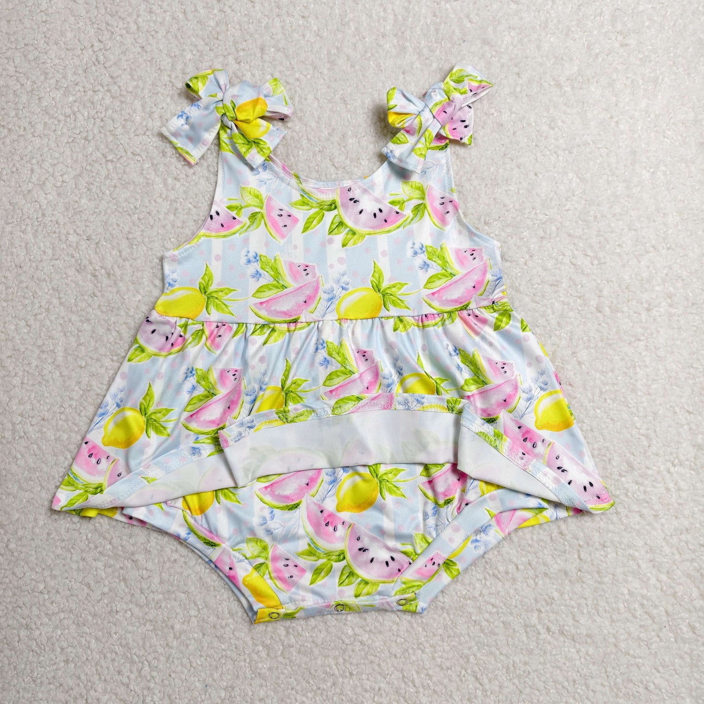 SR4135 Newborn Baby Girls Strap Watermelon Lemons Tunic Ruffle Rompers