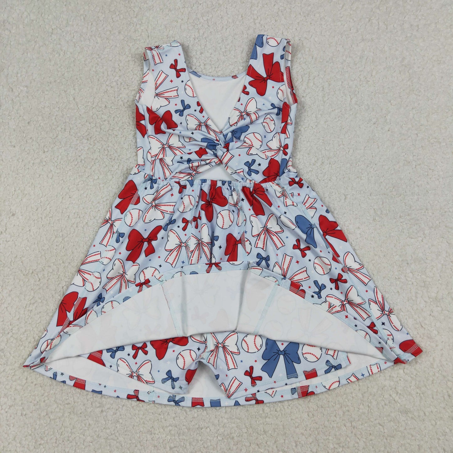 GSD2150 Kids Baby Girls Baseball 4th Of July Yoga Active Wear Skort Knee Length Dresses