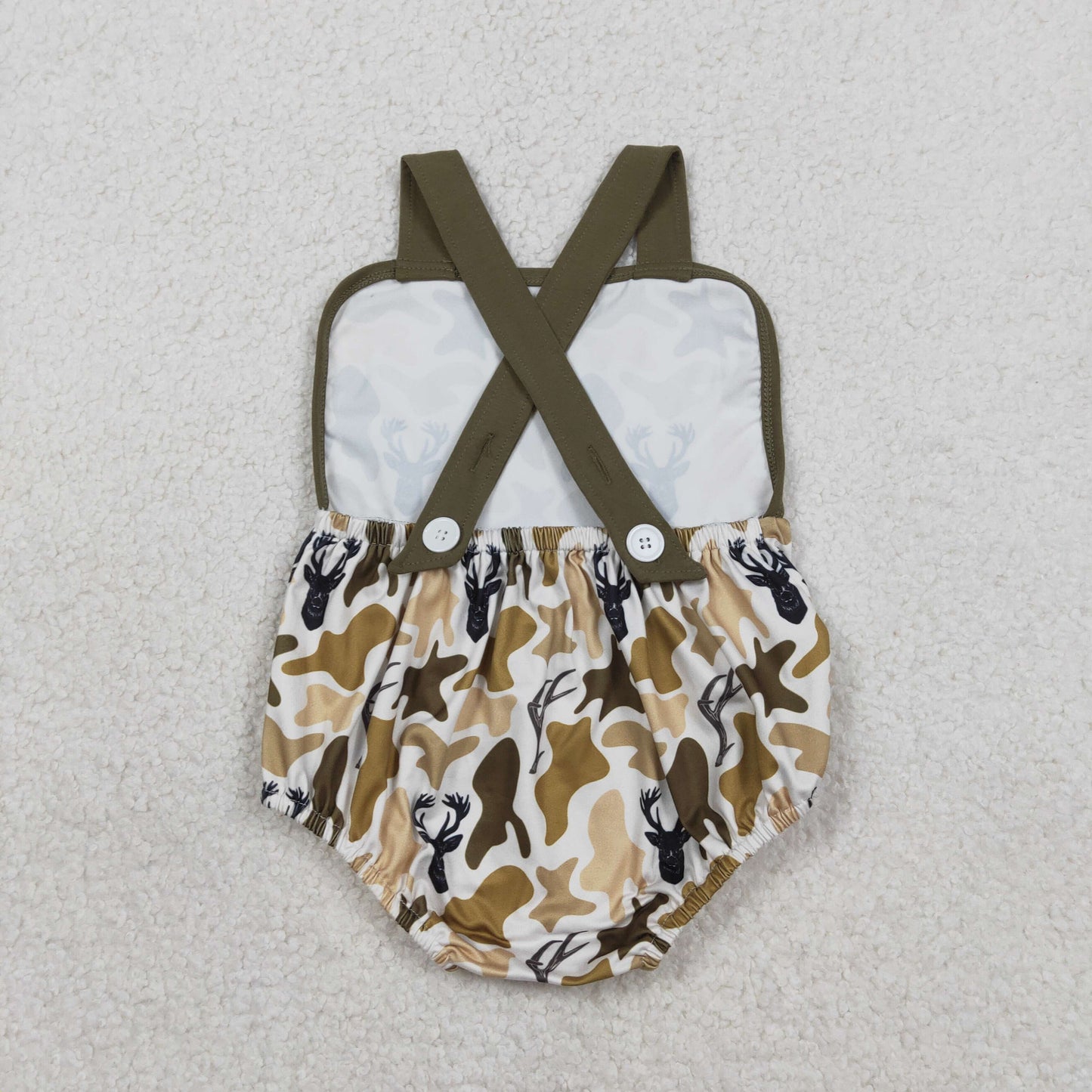 RTS NO MOQ(In Stock) SR3924 Deer Head Green Camouflage White Vest Jumpsuit