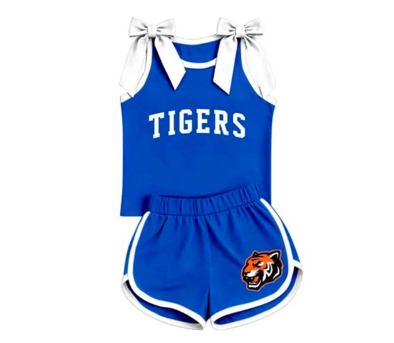 Custom Order Baby Girls Yoga Tigers Bows Sleeveless Top Shorts Team Clothes Sets