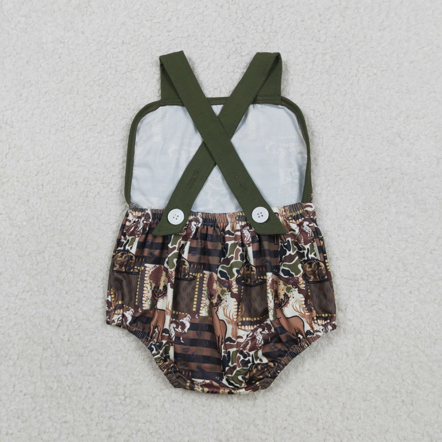 SR3927 Newborn Baby Boy Strap Southern Deer Hats Camo Hunting Rompers