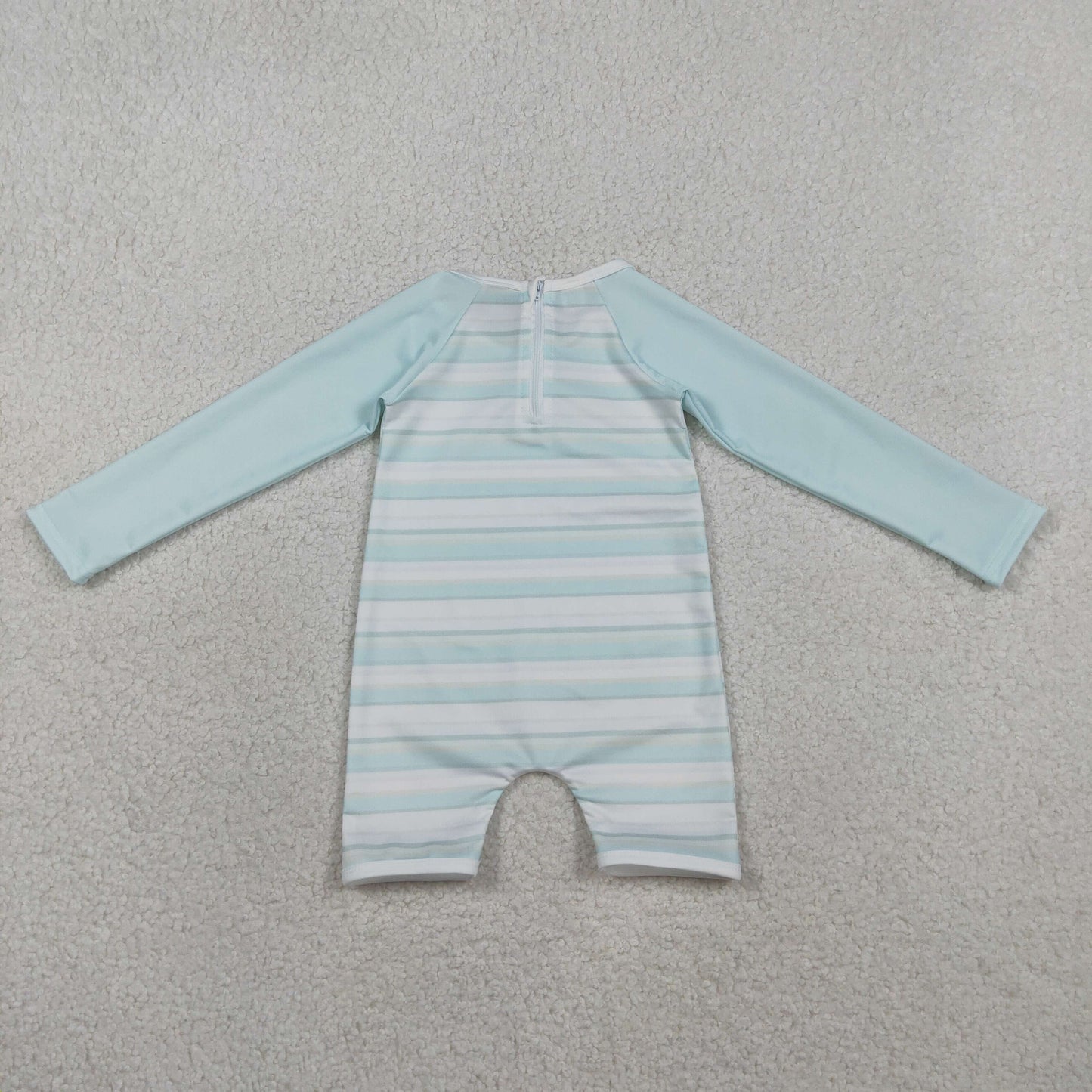 S0650 Kids Baby Girls Aqua Blue Stripe Romper Swimsuits