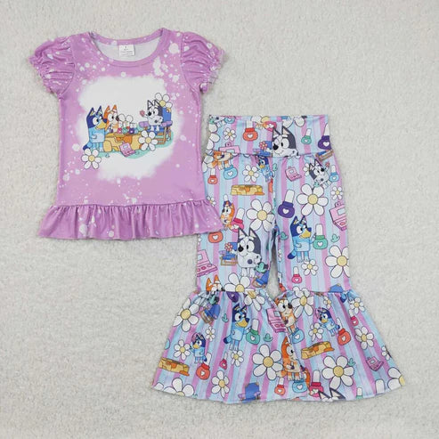 4.14 Sibling Baby Girls Dogs Shirts Top Bell Pants Outfits