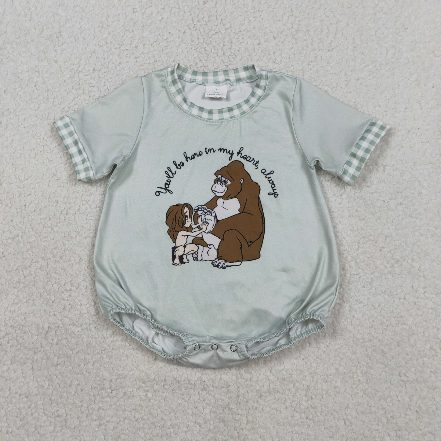 SR3588 Newborn Baby Boy Short Sleeve Cartoon Monkey Rompers