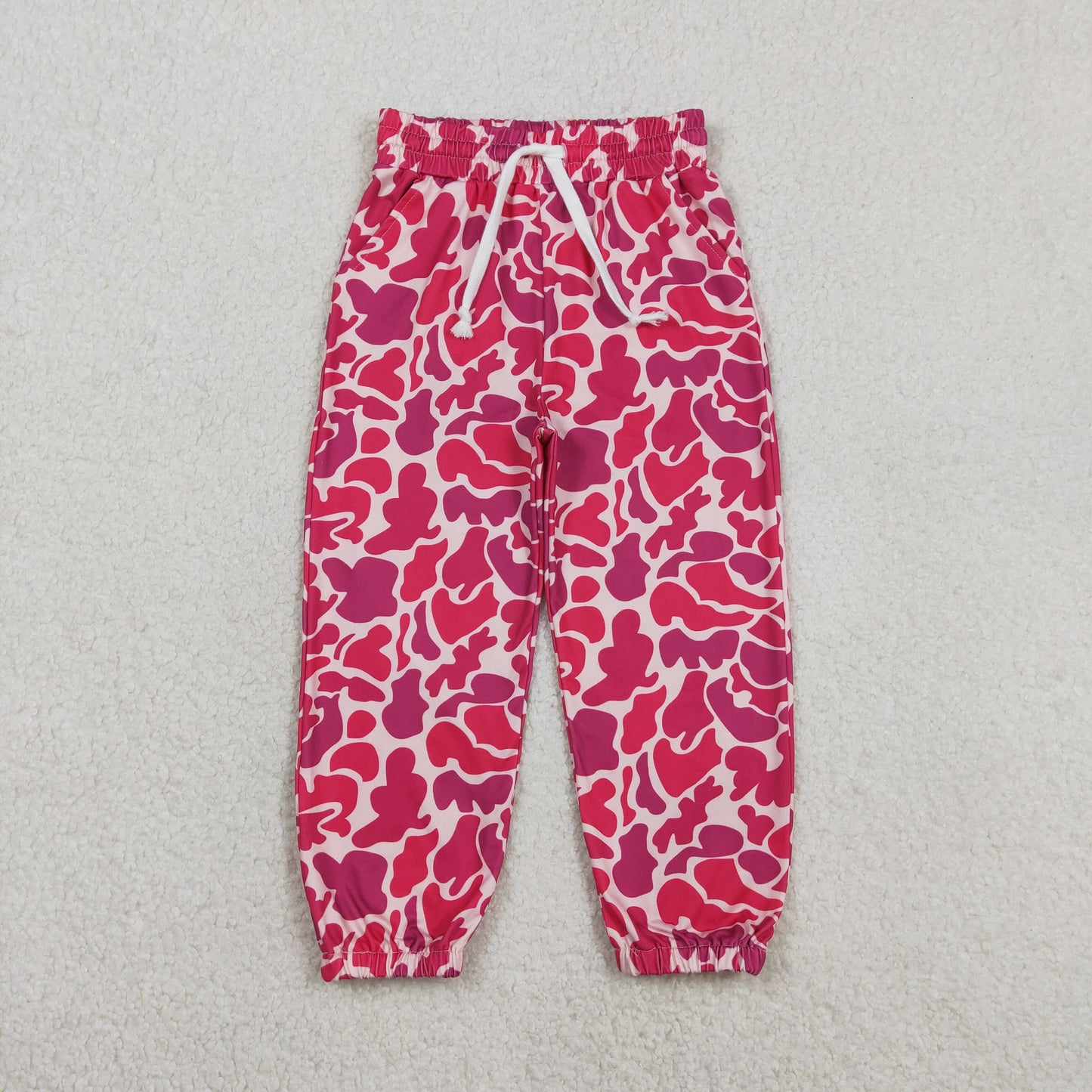 P0696 Kids Baby Girl Southern Hot Pink Camo Pockets Jogger Pant Bottoms