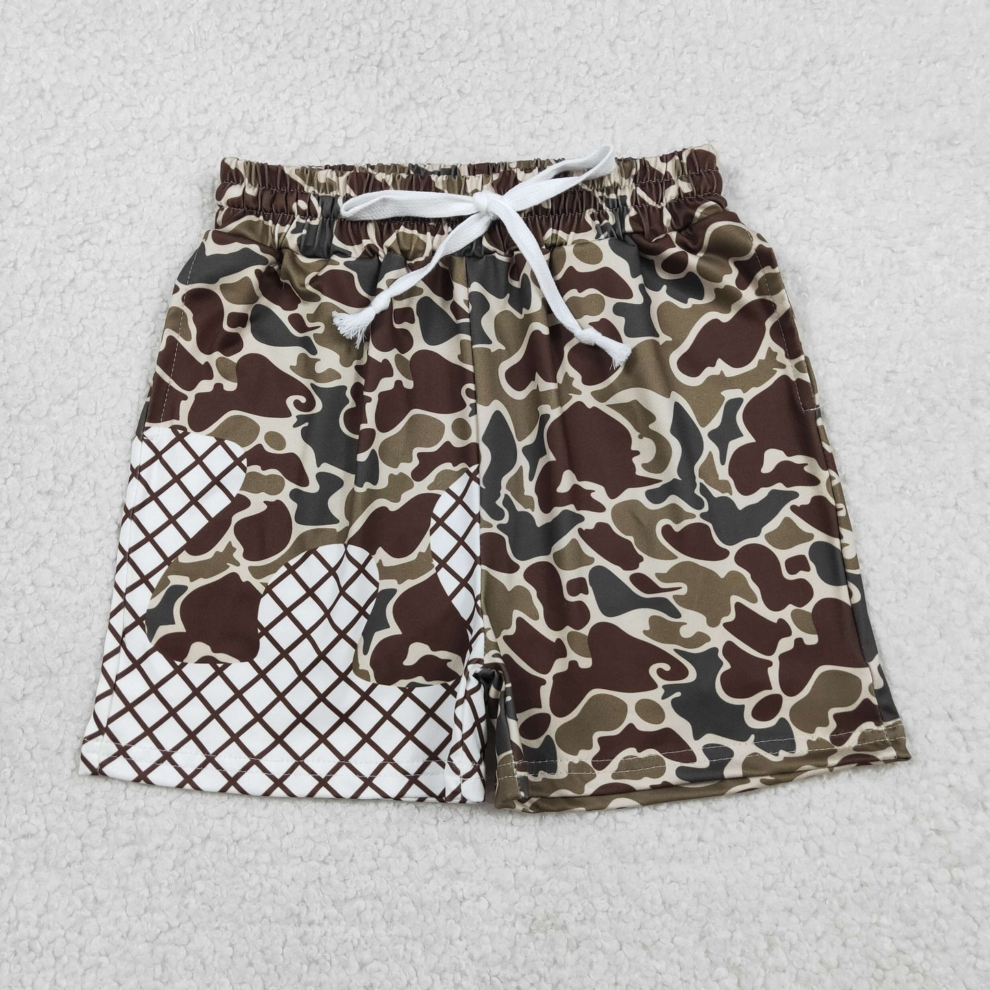 SS0650 Kids Baby Boys Dark Brown Camo Drip Team Shorts Bottom