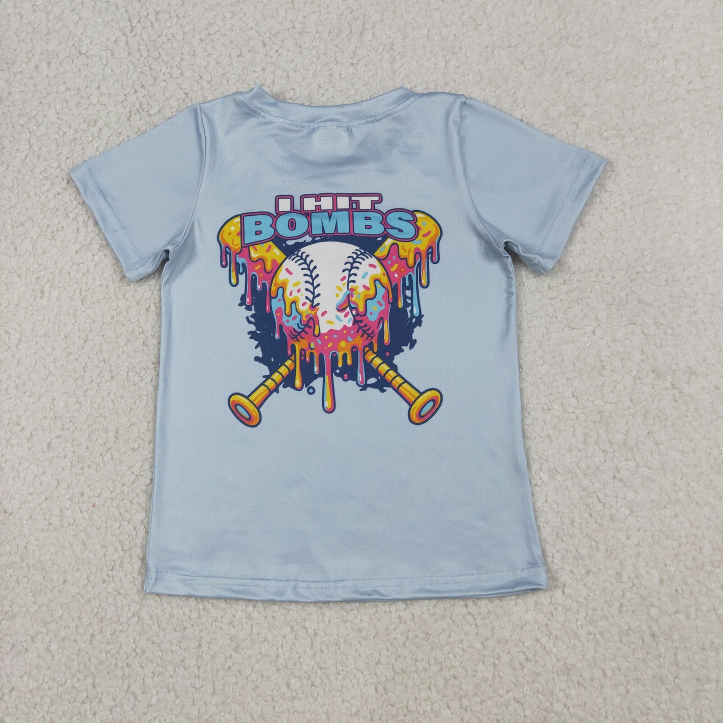 BT1251 Kids Baby Boys Short Sleeves Back Baseballs Bombs Team T-shirts Top