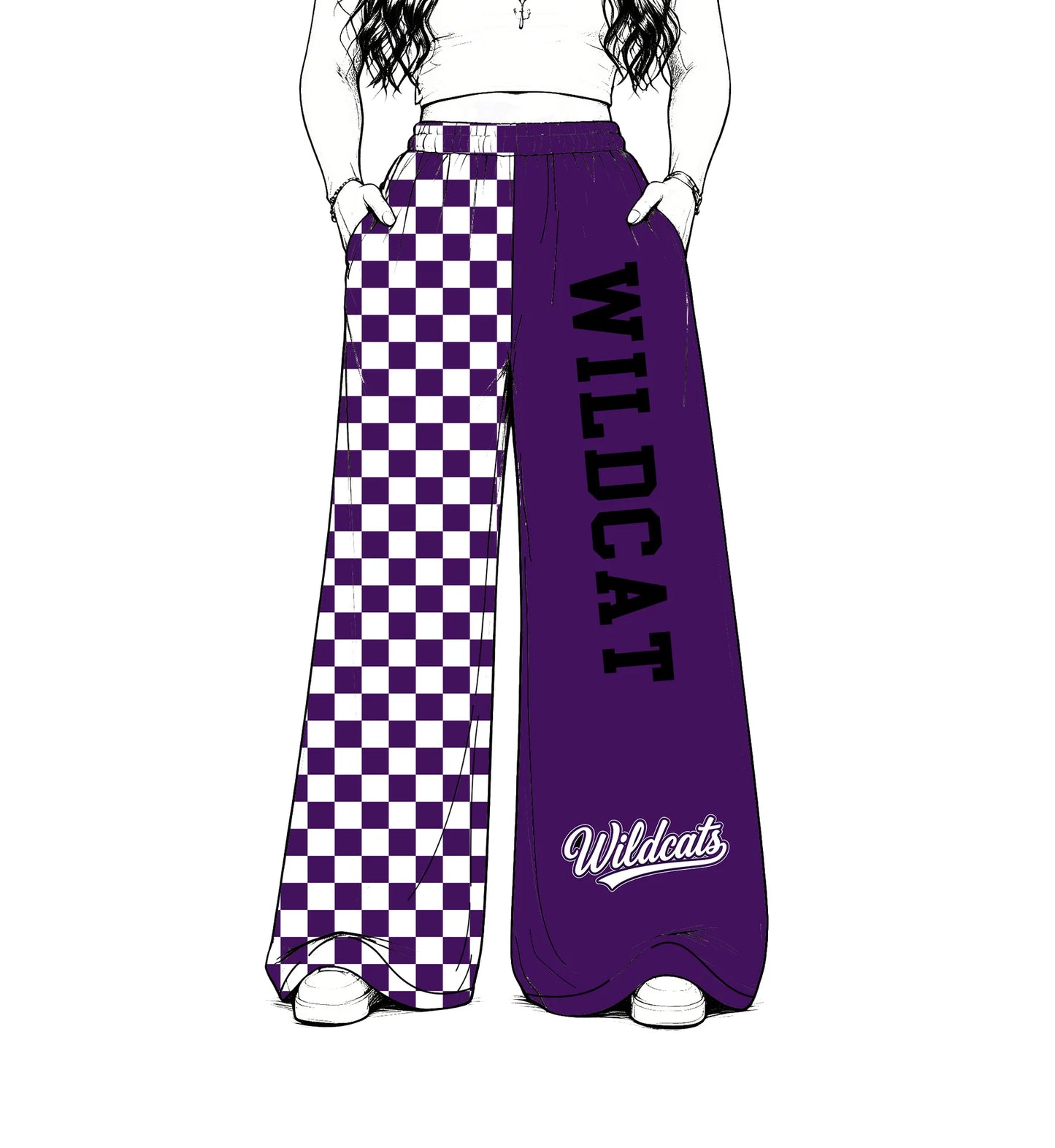 Custom Order Adult Women Wildcat Checkered Team Pants Bottoms