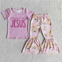 D10-4 Purple short-sleeved top with flared pants