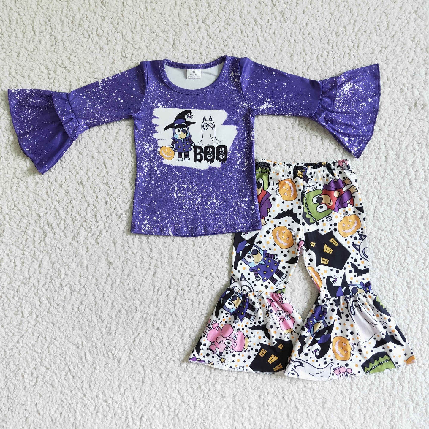 GLP0007 girls halloween bluey purple long sleeve trousers suit