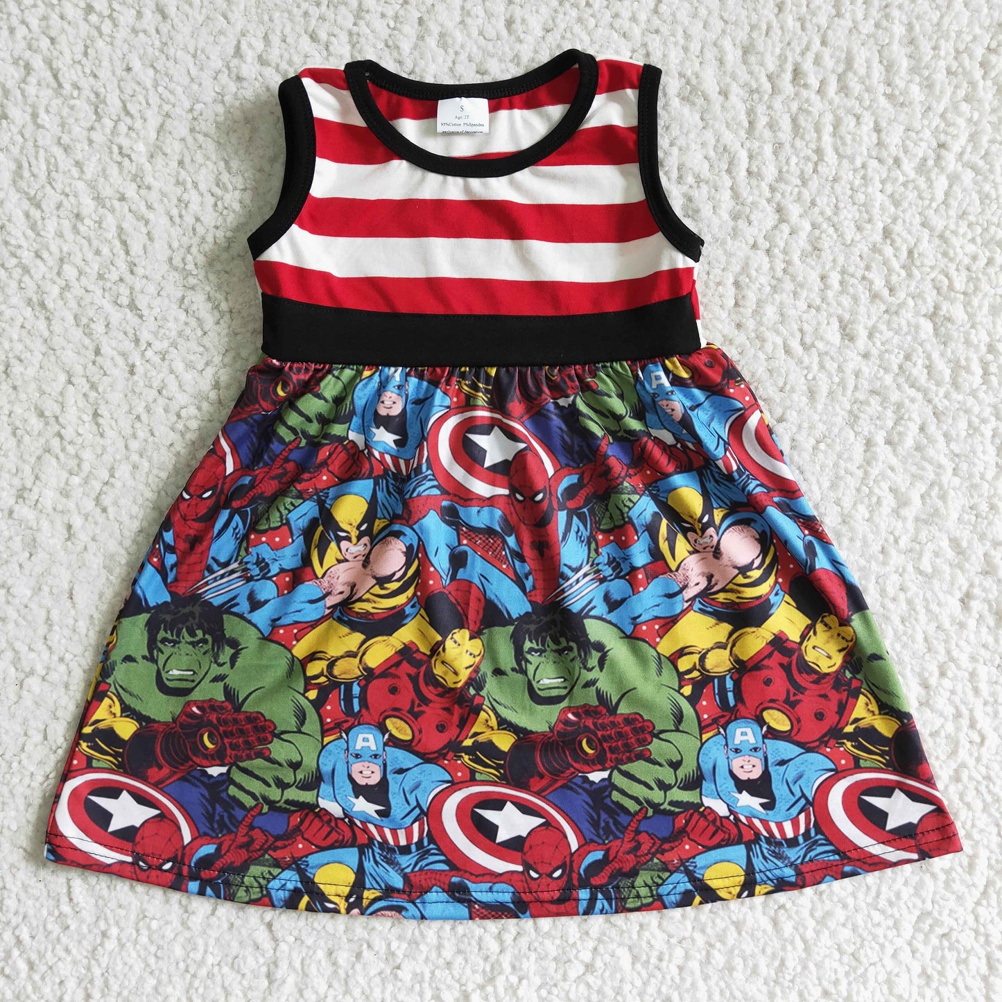 A16-5 Captain America movie print sleeveless dress