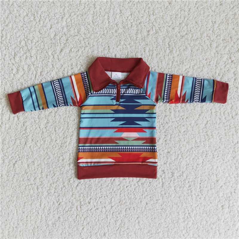 6 A29-15 Boys Striped Zip Long Sleeve