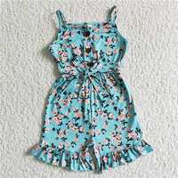 SR0002 Blue Floral Sling Shorts Set