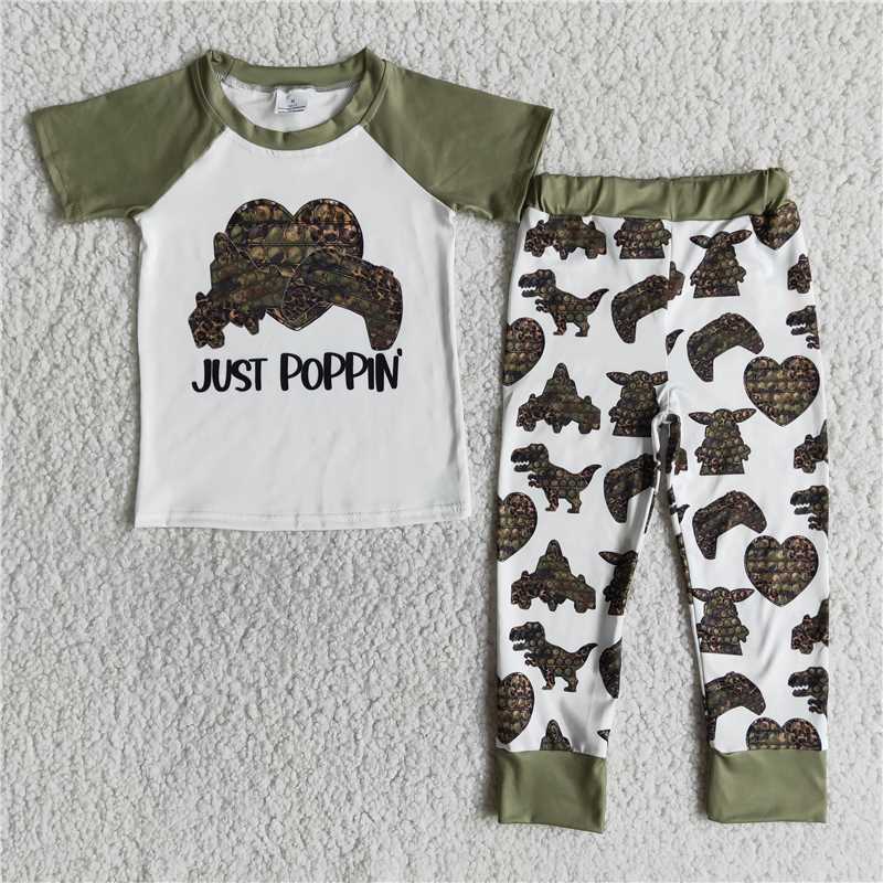 E12-16 Dinosaur Short Sleeve Pants Set