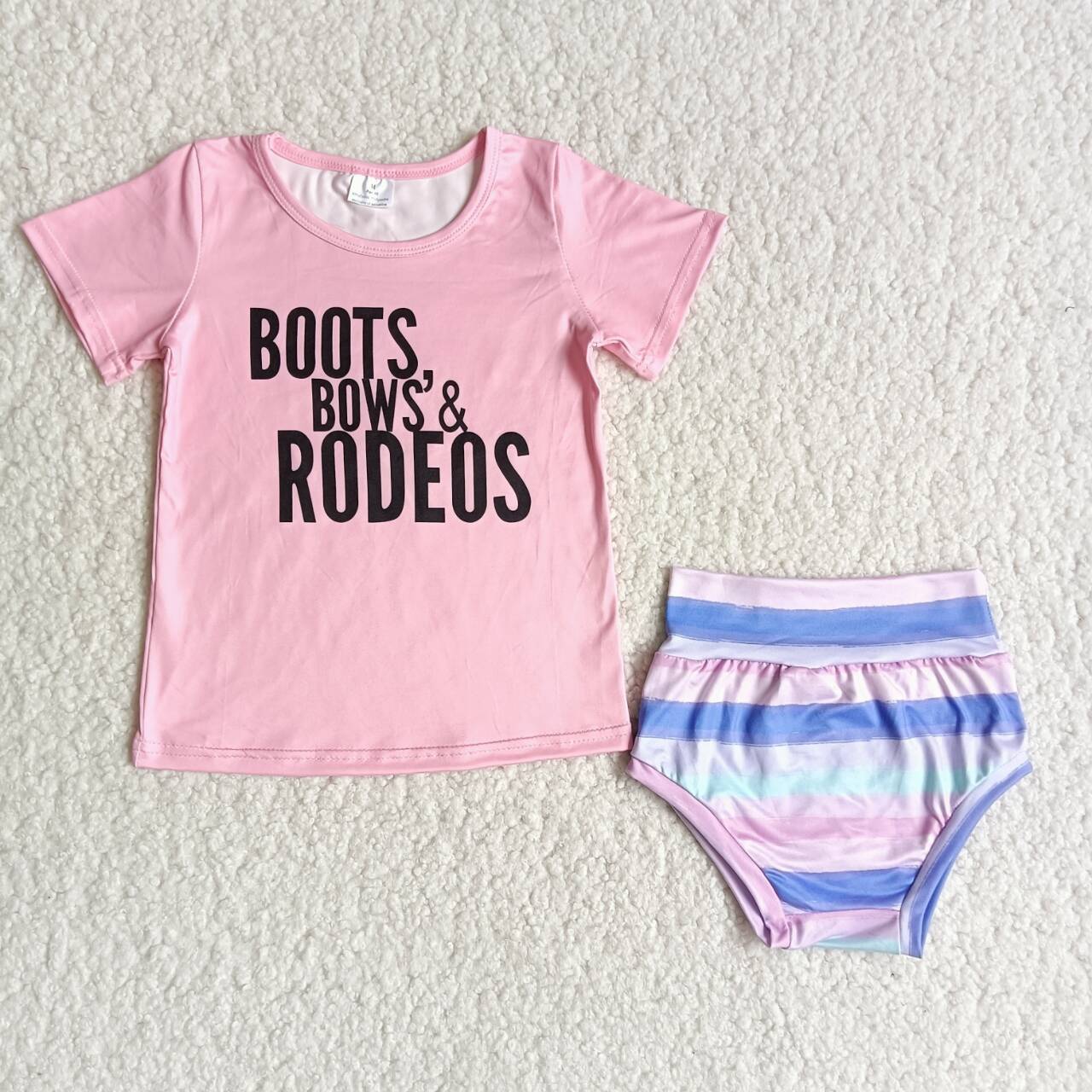 C4-20 Girls alphabet boots colorful striped thong set