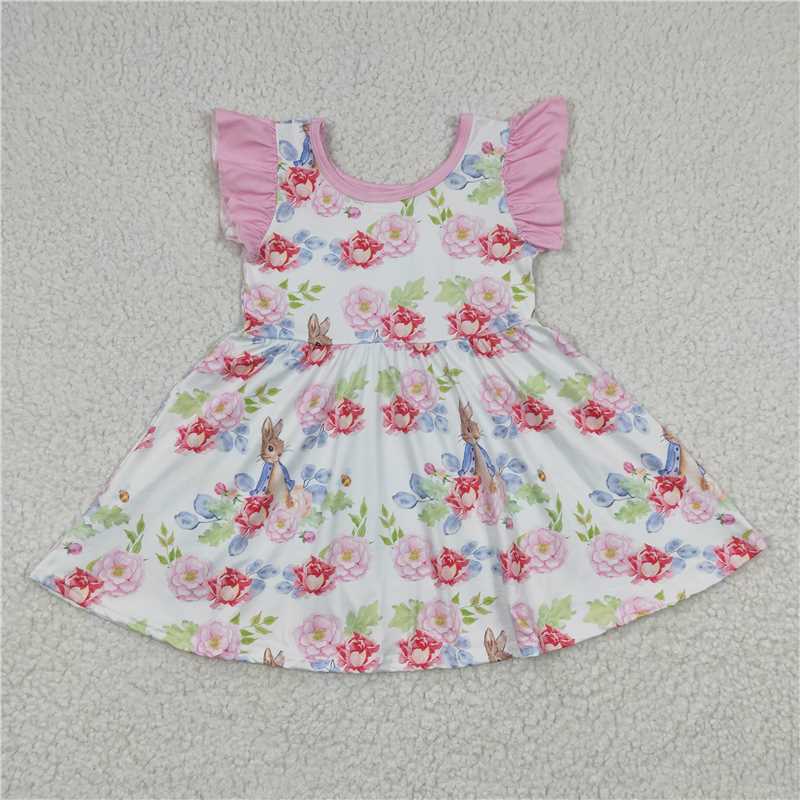 GSD0223Girl rabbit Flower Flying Sleeve dress