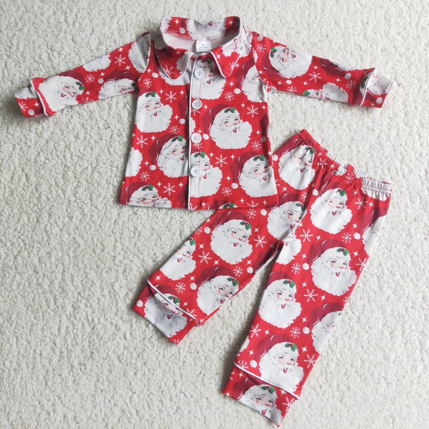 6 C7-24 Boys' Santa Graphic Print Long Sleeve Trousers Set