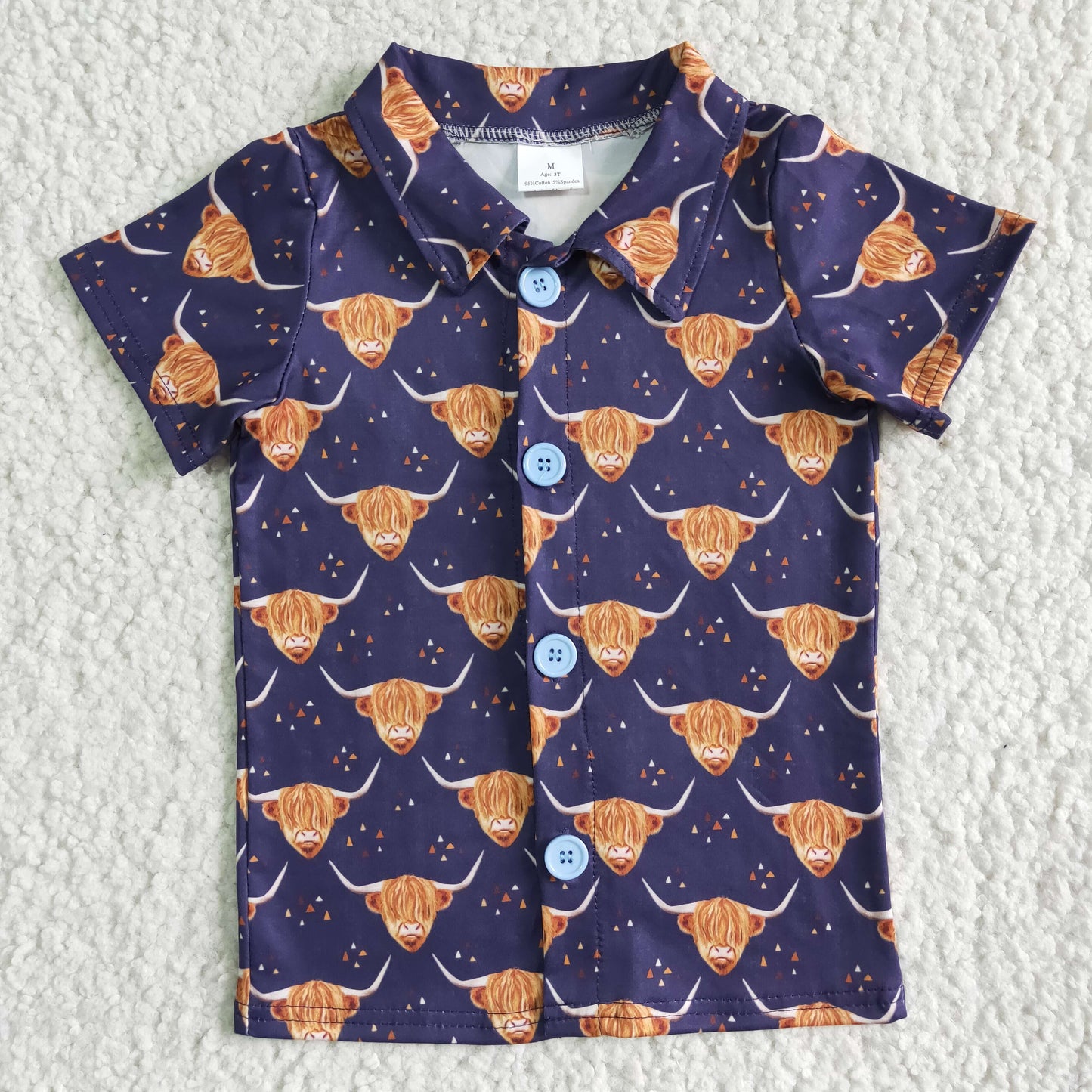 BT0005 Cow Pattern Purple Short Sleeve Top