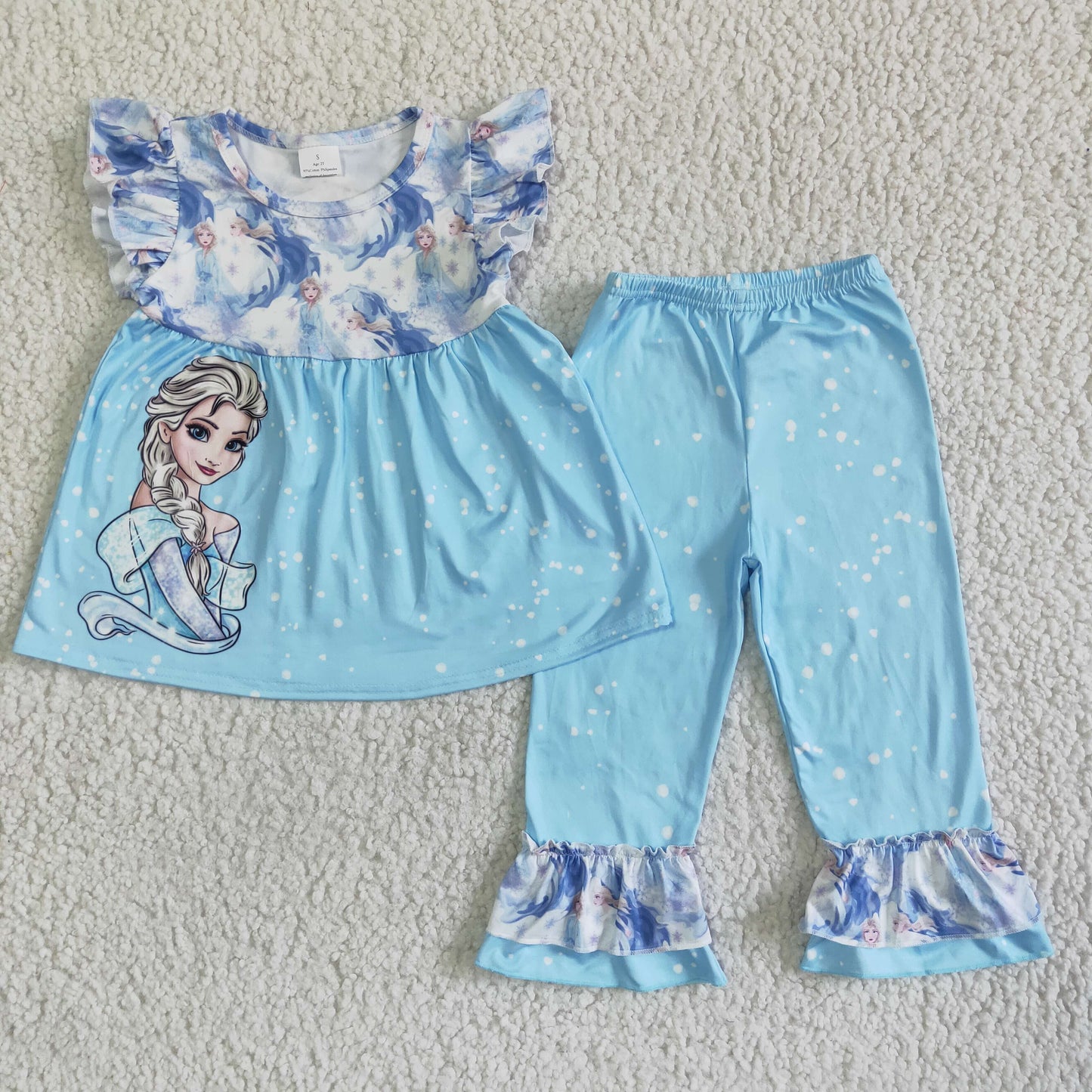 GSPO0056 New summer girls anime movie character print blue short-sleeved top with warehouse