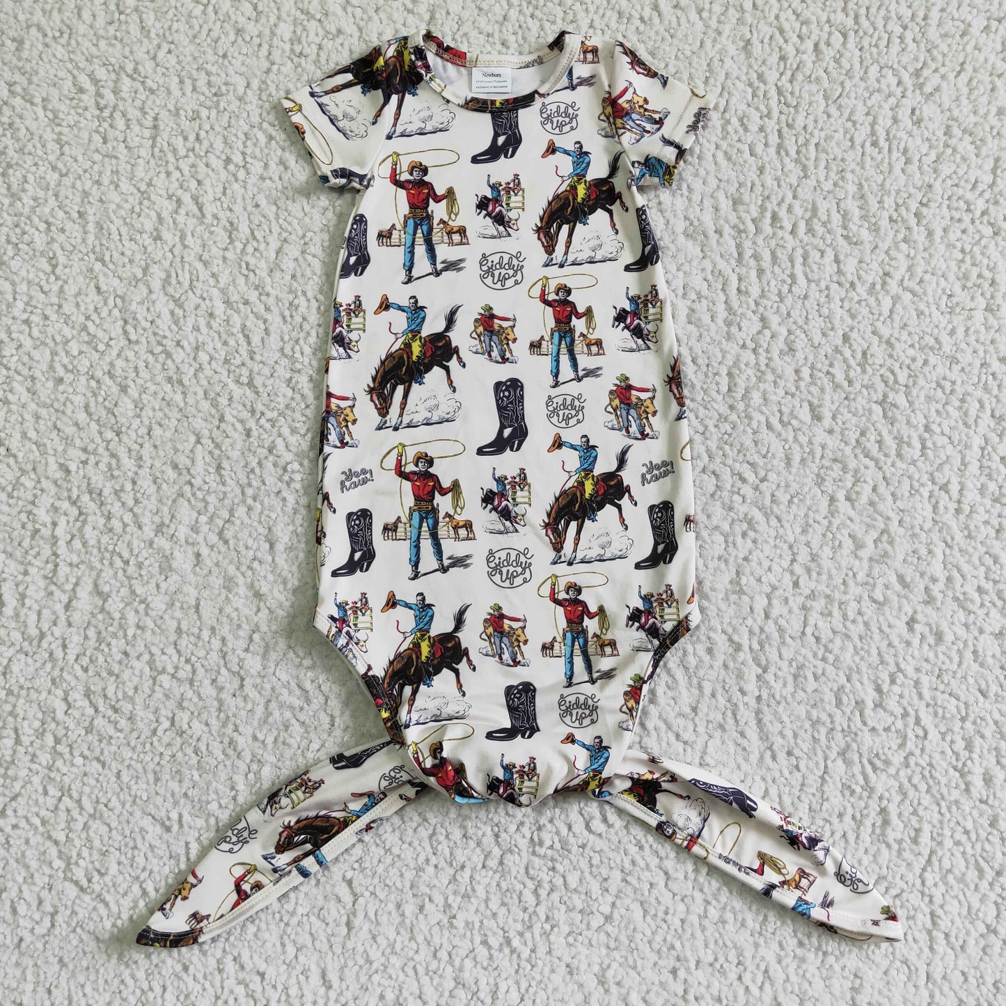 NB0005 Western Cowboy Riding Print Short Sleeve Robe