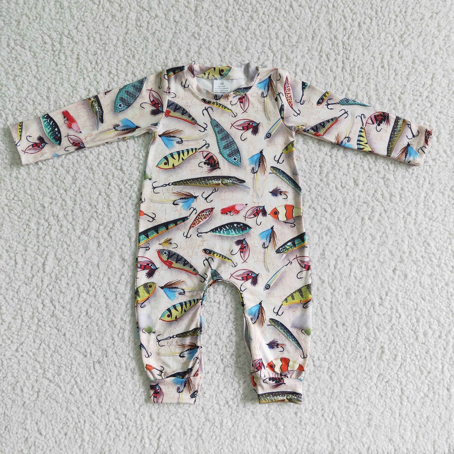 LR0003 fish print long-sleeved jumpsuit