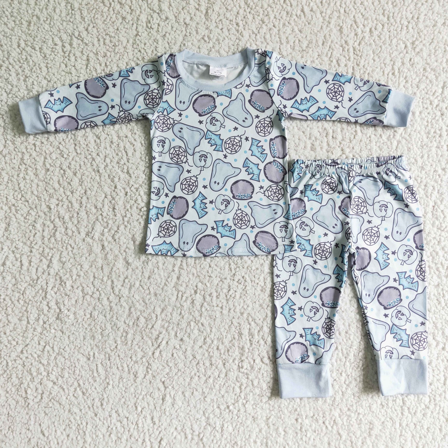 BLP0001 Boys Halloween Blue Long Sleeve Trousers Pajamas