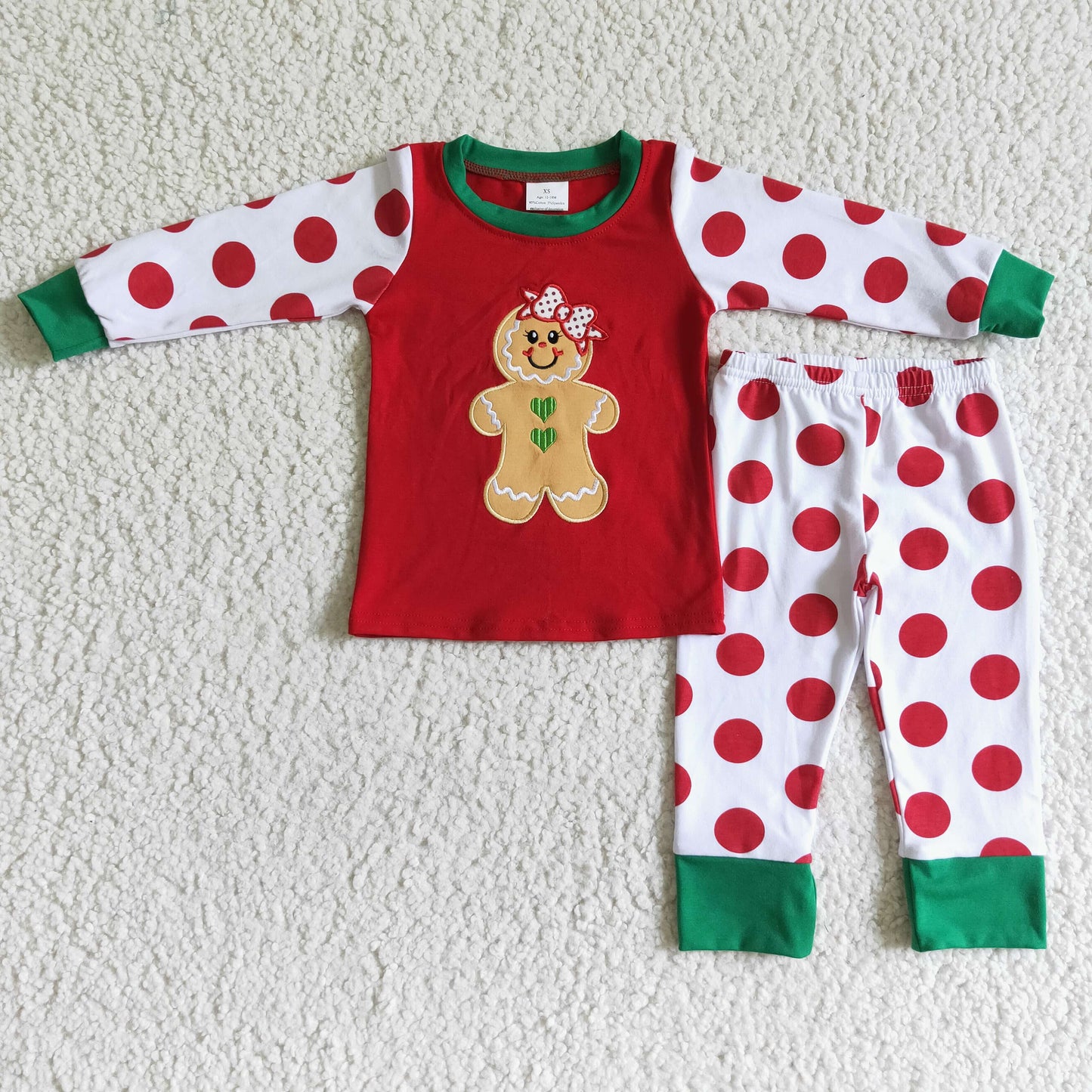6 A18-15 gingerbread boys striped pajamas