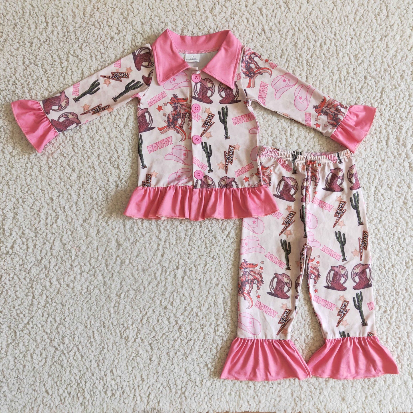 GLP027 kids girl pink clothesset pajamas