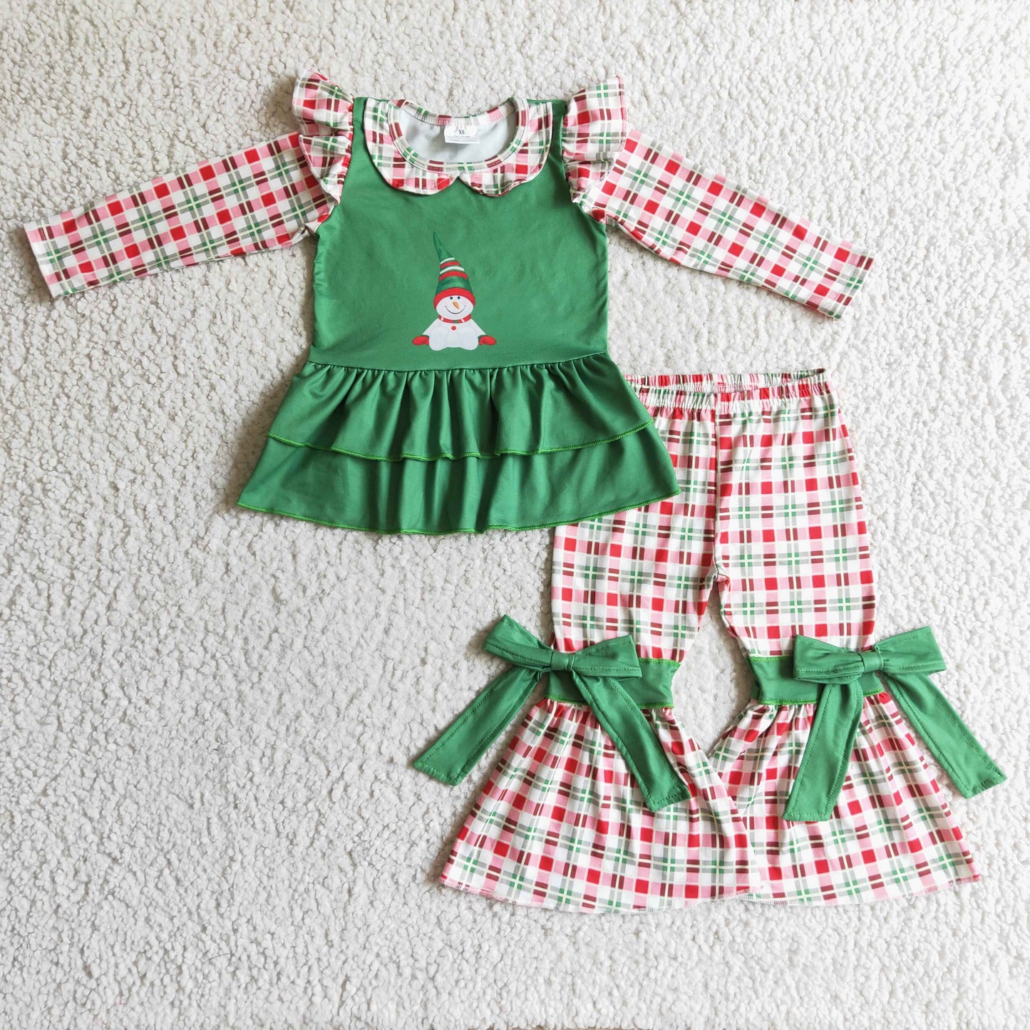 GLP0270 kids snowman print set kids Christmas outfits