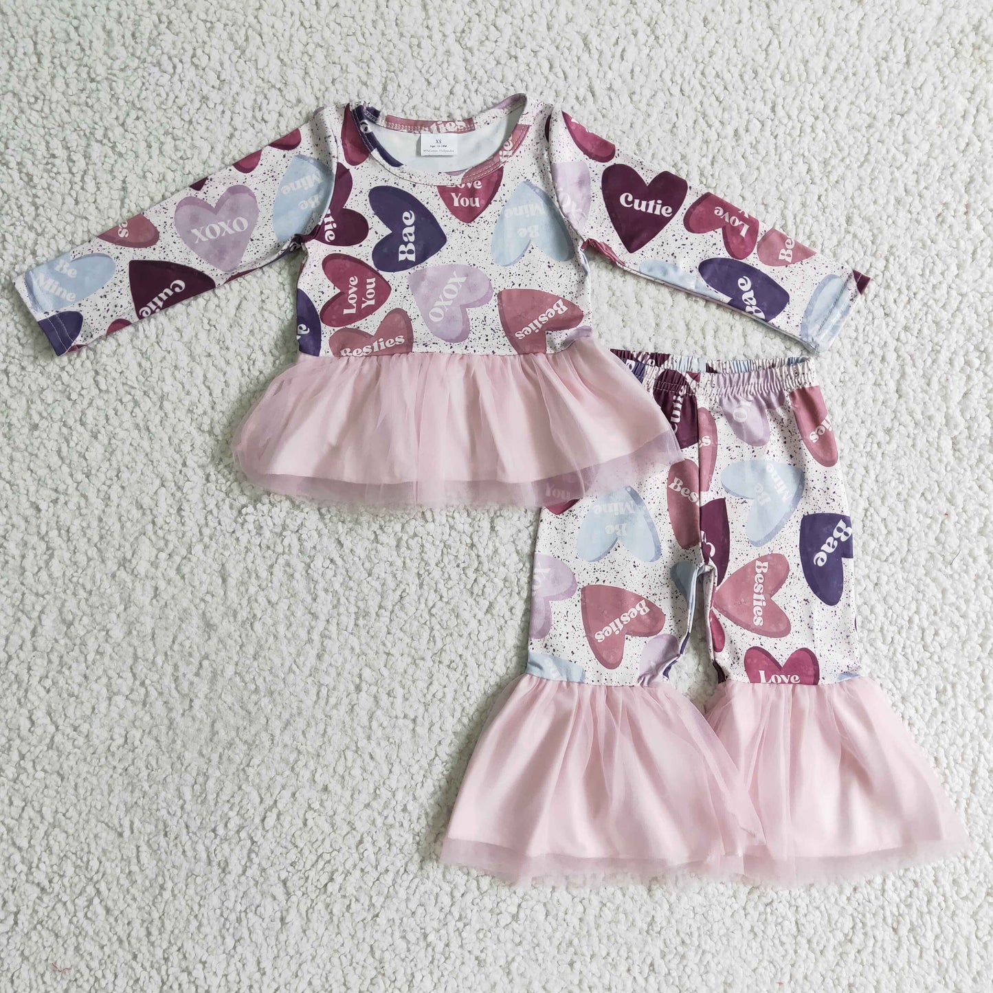 GLP0340 kids Valentines clothes long sleeve set