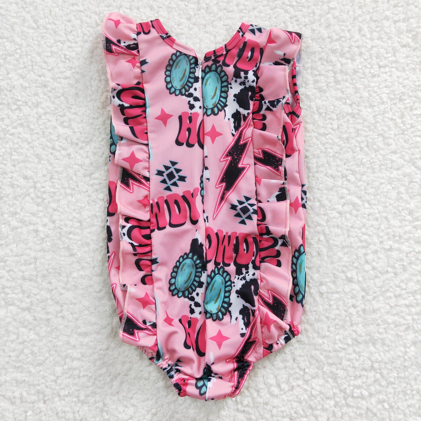 S0036 New Girls HOWDY Cactus Gem pink one-piece swimsuit