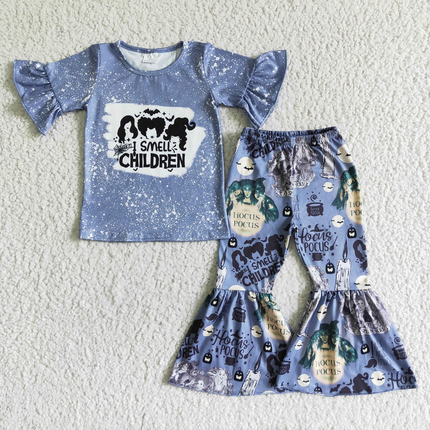 GSPO0121 Girls girls hocus pocus gray blue short-sleeved trousers suit